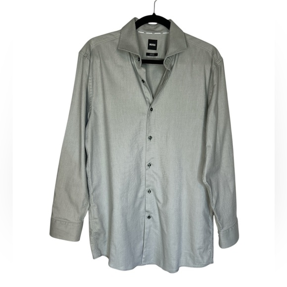 Boss Gray Classic Dress Shirt Long Sleeve size L - Picture 1 of 9